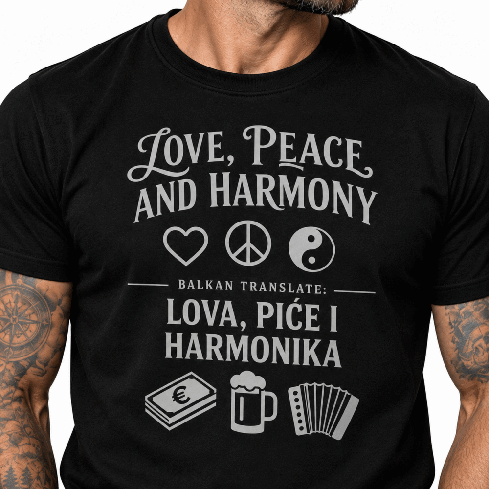 Majica Lova, piće i harmonika
