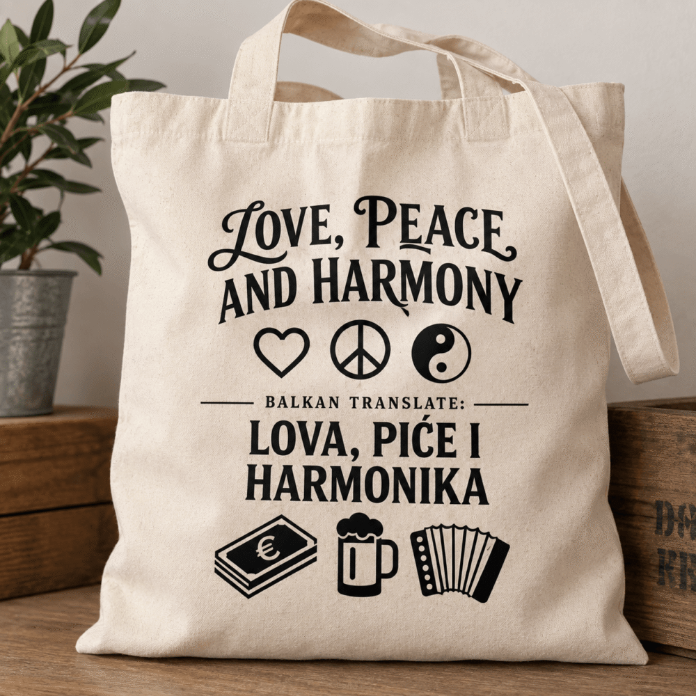 Nakupovalna torba "Lova, piće i harmonika"