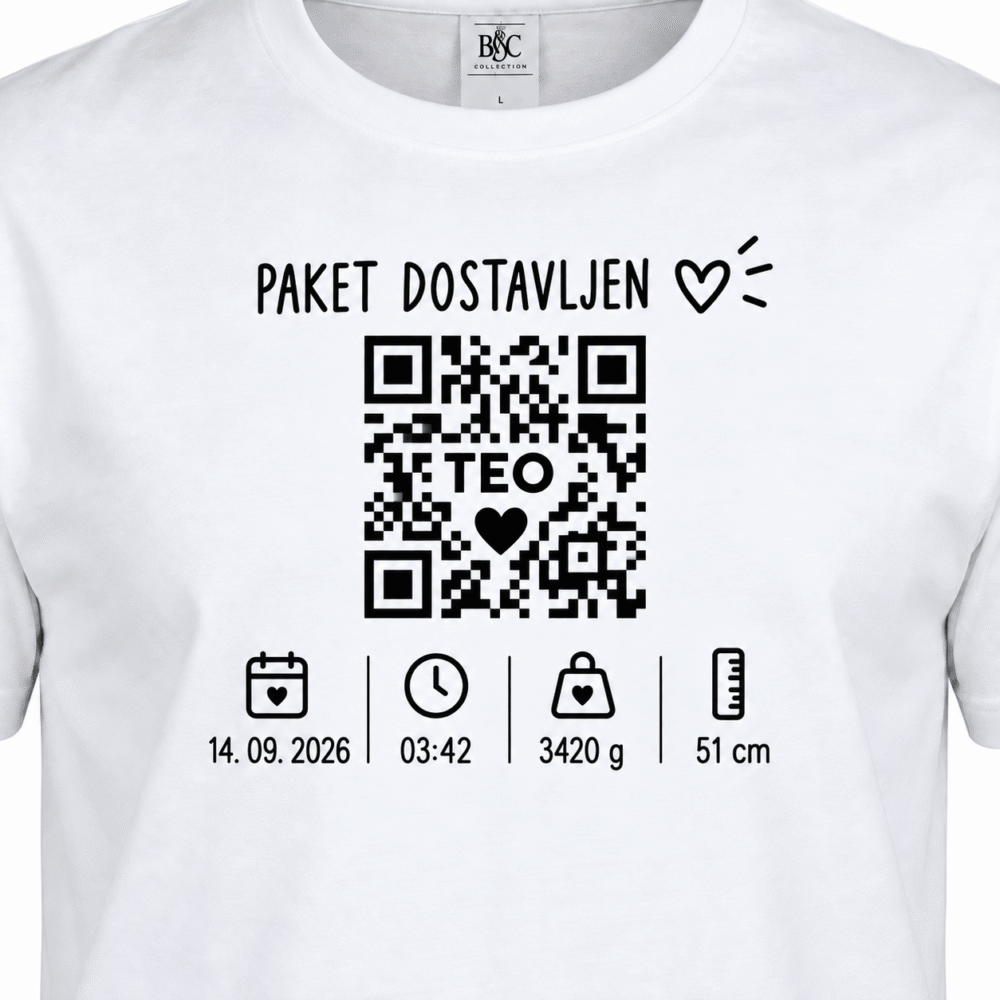 Majica ob rojstvu otroka (QR koda)