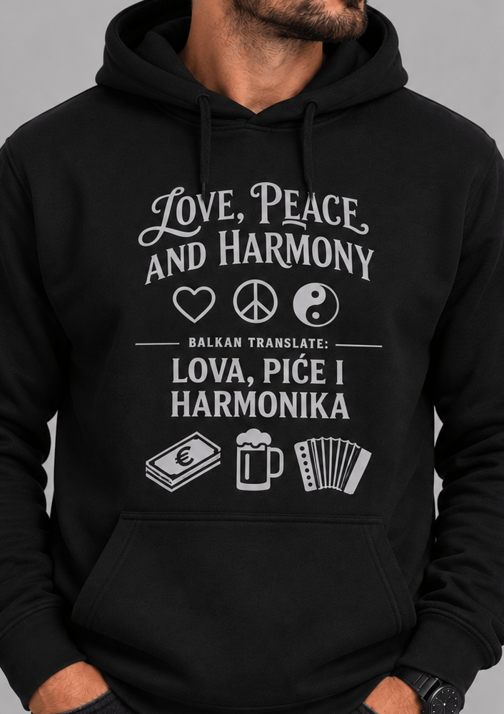Pulover Lova, piće i harmonika